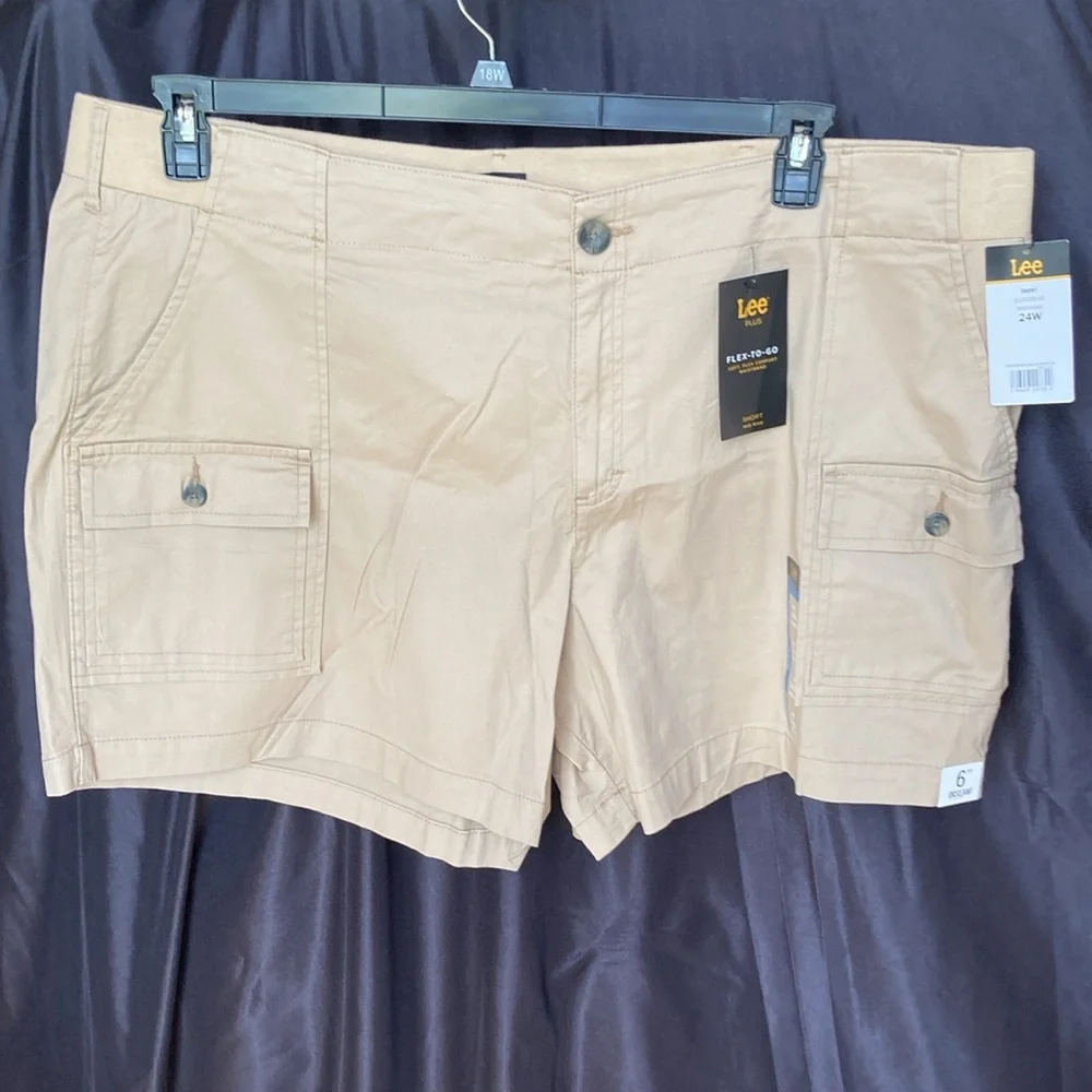 Lee tan short soft flex comfort waistband midrise cargo like pocket 24W - Picture 13 of 17